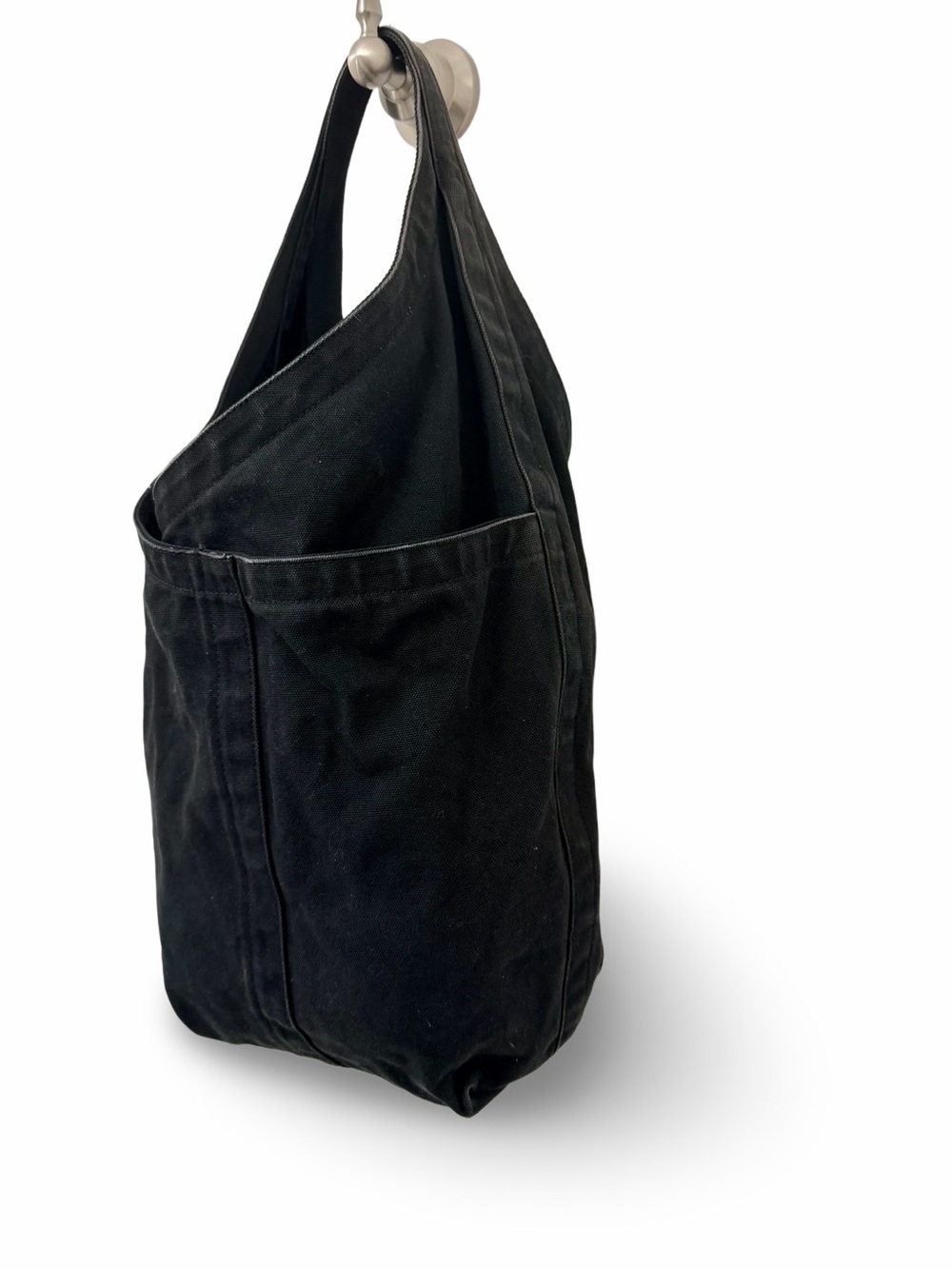 Everlane Black Canvas Teardrop Tote Bag Hobo Slouchy Shoulder - Picture 4 of 9